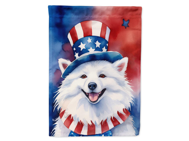 Caroline's Treasures DAC5640GF American Eskimo Patriotic American Garden Flag Mailbox Flag Decorative Yard Flag Banner Outside Patio Artwork Yard...