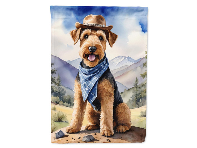 Caroline's Treasures DAC5826CHF Airedale Terrier Cowboy Welcome House Flag Large Porch Sleeve Pole Decorative Outside Yard Banner Artwork Wall...