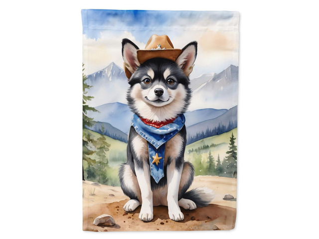 Caroline's Treasures DAC5828GF Alaskan Klee Kai Cowboy Welcome Garden Flag Mailbox Flag Decorative Yard Flag Banner Outside Patio Artwork Yard...