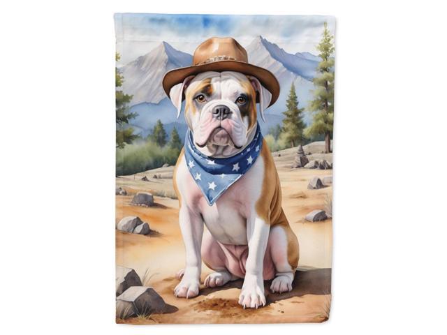 Caroline's Treasures DAC5830CHF American Bulldog Cowboy Welcome House Flag Large Porch Sleeve Pole Decorative Outside Yard Banner Artwork Wall...