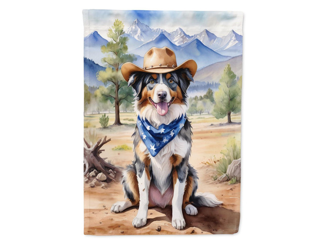 Caroline's Treasures DAC5839CHF Australian Shepherd Cowboy Welcome House Flag Large Porch Sleeve Pole Decorative Outside Yard Banner Artwork Wall...