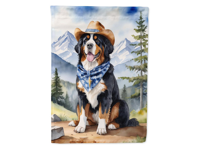 Caroline's Treasures DAC5852CHF Bernese Mountain Dog Cowboy Welcome House Flag Large Porch Sleeve Pole Decorative Outside Yard Banner Artwork Wall...