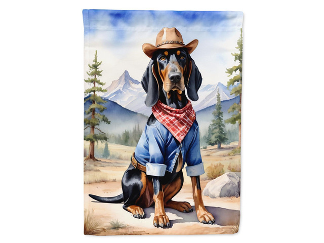 Caroline's Treasures DAC5854CHF Black and Tan Coonhound Cowboy Welcome House Flag Large Porch Sleeve Pole Decorative Outside Yard Banner Artwork...