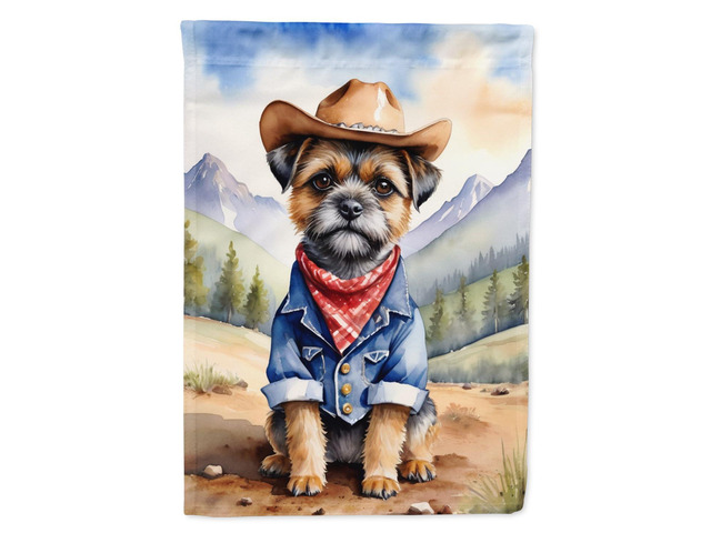Caroline's Treasures DAC5858CHF Border Terrier Cowboy Welcome House Flag Large Porch Sleeve Pole Decorative Outside Yard Banner Artwork Wall...