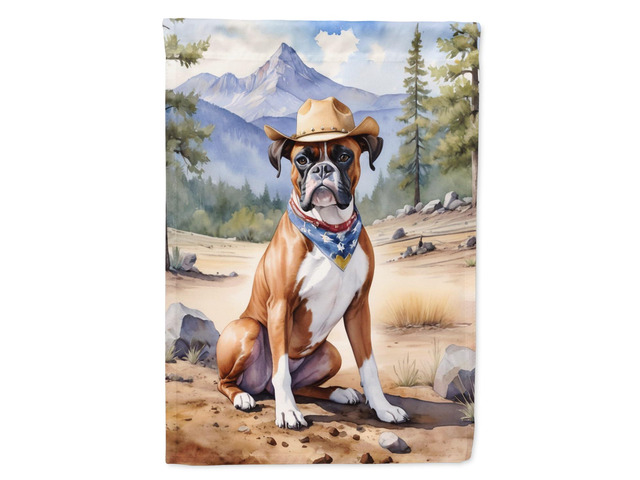 Caroline's Treasures DAC5862CHF Boxer Cowboy Welcome House Flag Large Porch Sleeve Pole Decorative Outside Yard Banner Artwork Wall Hanging,...