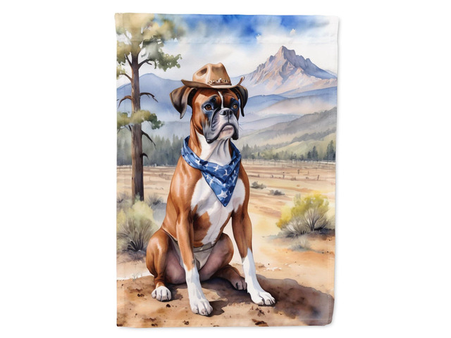 Caroline's Treasures DAC5863CHF Boxer Cowboy Welcome House Flag Large Porch Sleeve Pole Decorative Outside Yard Banner Artwork Wall Hanging,...