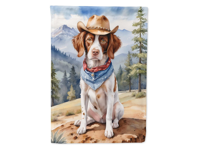 Caroline's Treasures DAC5865CHF Brittany Spaniel Cowboy Welcome House Flag Large Porch Sleeve Pole Decorative Outside Yard Banner Artwork Wall...