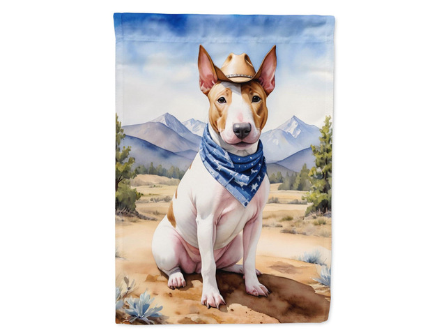 Caroline's Treasures DAC5867GF Bull Terrier Cowboy Welcome Garden Flag Mailbox Flag Decorative Yard Flag Banner Outside Patio Artwork Yard Flower...