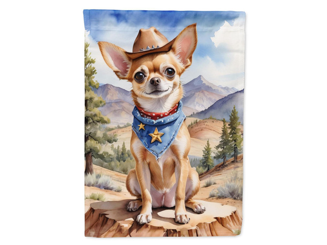 Caroline's Treasures DAC5875CHF Chihuahua Cowboy Welcome House Flag Large Porch Sleeve Pole Decorative Outside Yard Banner Artwork Wall Hanging,...