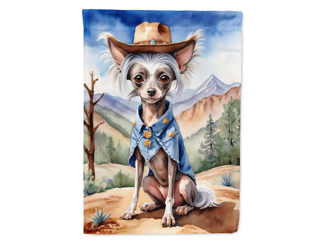 Caroline's Treasures DAC5876CHF Chinese Crested Cowboy Welcome House Flag Large Porch Sleeve Pole Decorative Outside Yard Banner Artwork Wall...