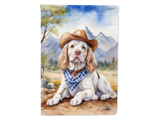 Caroline's Treasures DAC5878CHF Clumber Spaniel Cowboy Welcome House Flag Large Porch Sleeve Pole Decorative Outside Yard Banner Artwork Wall...