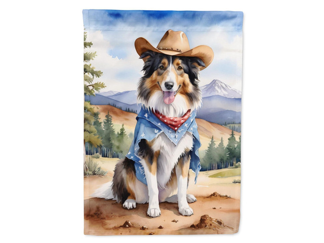 Caroline's Treasures DAC5883GF Collie Cowboy Welcome Garden Flag Mailbox Flag Decorative Yard Flag Banner Outside Patio Artwork Yard Flower Beds,...
