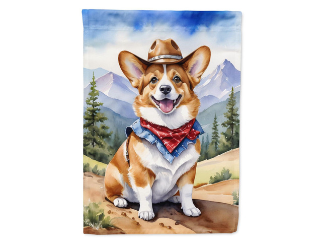 Caroline's Treasures DAC5884CHF Corgi Cowboy Welcome House Flag Large Porch Sleeve Pole Decorative Outside Yard Banner Artwork Wall Hanging,...