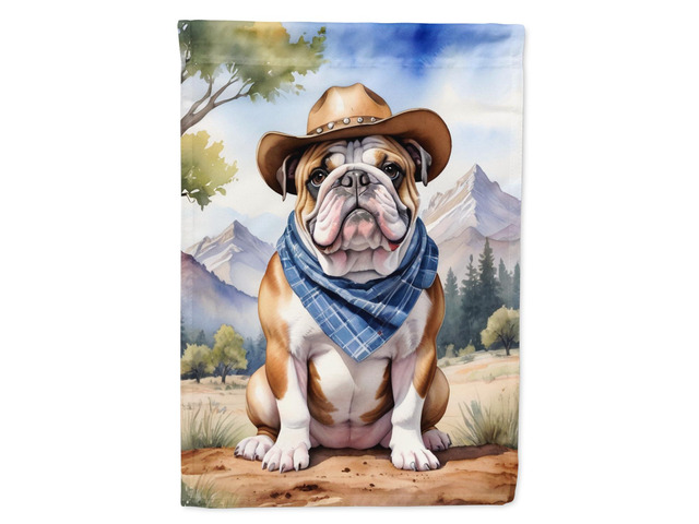 Caroline's Treasures DAC5892CHF English Bulldog Cowboy Welcome House Flag Large Porch Sleeve Pole Decorative Outside Yard Banner Artwork Wall...