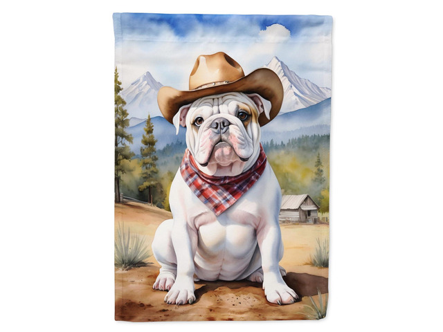 Caroline's Treasures DAC5893CHF English Bulldog Cowboy Welcome House Flag Large Porch Sleeve Pole Decorative Outside Yard Banner Artwork Wall...
