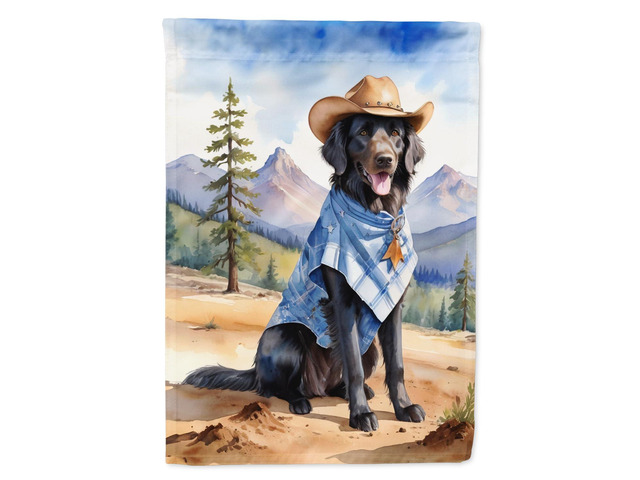 Caroline's Treasures DAC5900CHF Flat-Coated Retriever Cowboy Welcome House Flag Large Porch Sleeve Pole Decorative Outside Yard Banner Artwork Wall...