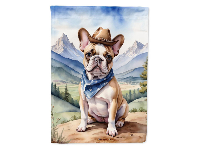 Caroline's Treasures DAC5903GF French Bulldog Cowboy Welcome Garden Flag Mailbox Flag Decorative Yard Flag Banner Outside Patio Artwork Yard Flower...