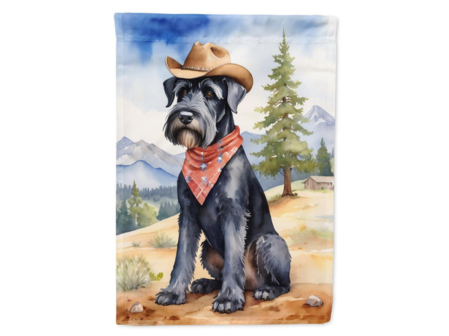 Caroline's Treasures DAC5908CHF Giant Schnauzer Cowboy Welcome House Flag Large Porch Sleeve Pole Decorative Outside Yard Banner Artwork Wall...