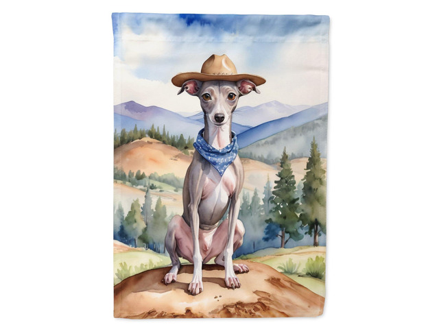 Caroline's Treasures DAC5922CHF Italian Greyhound Cowboy Welcome House Flag Large Porch Sleeve Pole Decorative Outside Yard Banner Artwork Wall...