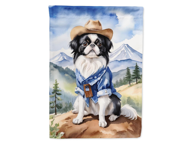 Caroline's Treasures DAC5924GF Japanese Chin Cowboy Welcome Garden Flag Mailbox Flag Decorative Yard Flag Banner Outside Patio Artwork Yard Flower...