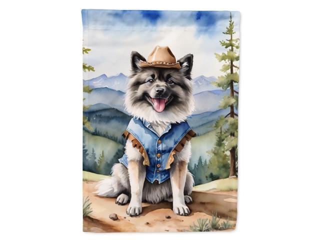 Caroline's Treasures DAC5925GF Keeshond Cowboy Welcome Garden Flag Mailbox Flag Decorative Yard Flag Banner Outside Patio Artwork Yard Flower Beds,...