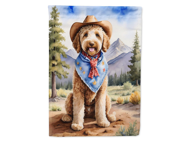 Caroline's Treasures DAC5933CHF Labradoodle Cowboy Welcome House Flag Large Porch Sleeve Pole Decorative Outside Yard Banner Artwork Wall Hanging,...