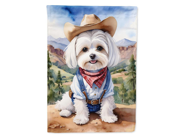 Caroline's Treasures DAC5937CHF Maltese Cowboy Welcome House Flag Large Porch Sleeve Pole Decorative Outside Yard Banner Artwork Wall Hanging,...
