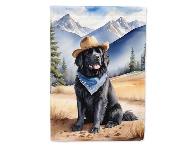 Caroline's Treasures DAC5942CHF Newfoundland Cowboy Welcome House Flag Large Porch Sleeve Pole Decorative Outside Yard Banner Artwork Wall Hanging,...