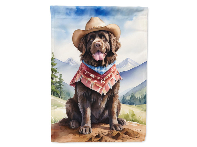 Caroline's Treasures DAC5943CHF Newfoundland Cowboy Welcome House Flag Large Porch Sleeve Pole Decorative Outside Yard Banner Artwork Wall Hanging,...