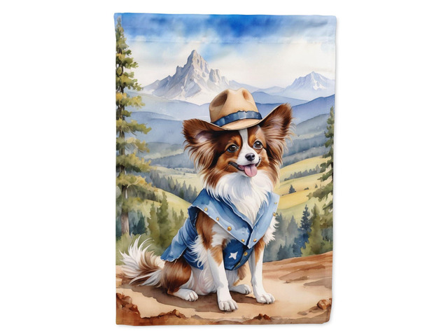 Caroline's Treasures DAC5950GF Papillon Cowboy Welcome Garden Flag Mailbox Flag Decorative Yard Flag Banner Outside Patio Artwork Yard Flower Beds,...