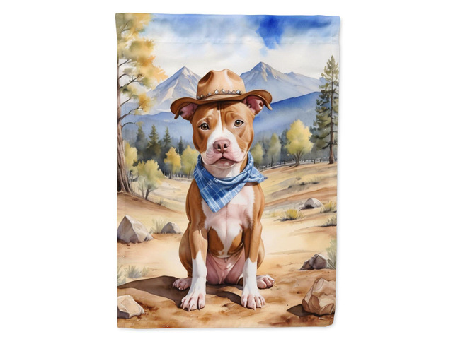Caroline's Treasures DAC5952GF Pit Bull Terrier Cowboy Welcome Garden Flag Mailbox Flag Decorative Yard Flag Banner Outside Patio Artwork Yard...