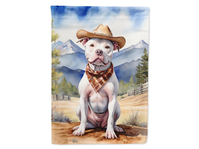 Caroline's Treasures DAC5954GF Pit Bull Terrier Cowboy Welcome Garden Flag Mailbox Flag Decorative Yard Flag Banner Outside Patio Artwork Yard...