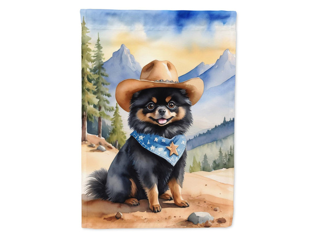 Caroline's Treasures DAC5956GF Pomeranian Cowboy Welcome Garden Flag Mailbox Flag Decorative Yard Flag Banner Outside Patio Artwork Yard Flower...