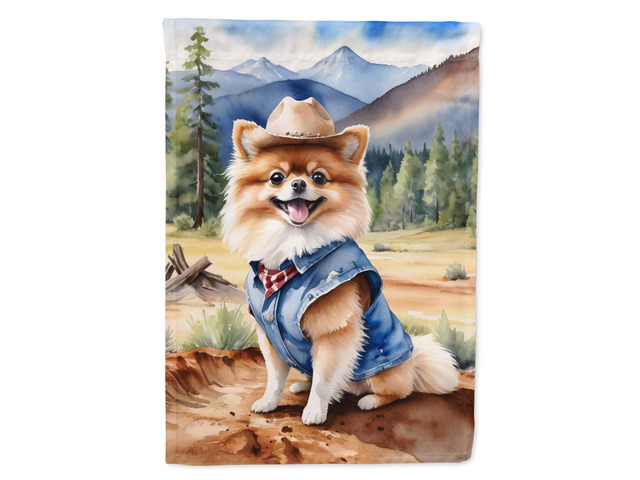 Caroline's Treasures DAC5957GF Pomeranian Cowboy Welcome Garden Flag Mailbox Flag Decorative Yard Flag Banner Outside Patio Artwork Yard Flower...