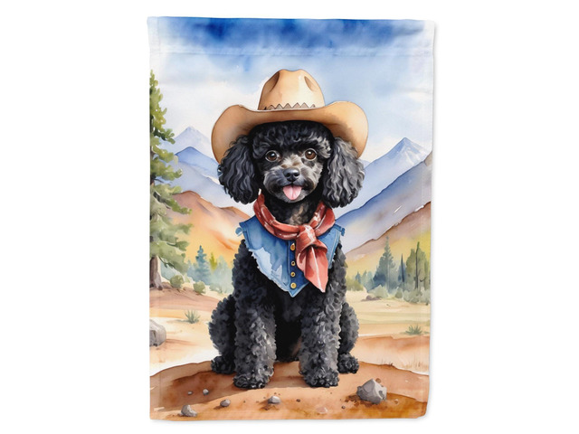 Caroline's Treasures DAC5959CHF Black Poodle Cowboy Welcome House Flag Large Porch Sleeve Pole Decorative Outside Yard Banner Artwork Wall Hanging,...