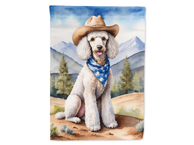 Caroline's Treasures DAC5962CHF Poodle Cowboy Welcome House Flag Large Porch Sleeve Pole Decorative Outside Yard Banner Artwork Wall Hanging,...
