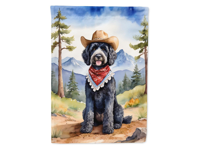 Caroline's Treasures DAC5964CHF Portuguese Water Dog Cowboy Welcome House Flag Large Porch Sleeve Pole Decorative Outside Yard Banner Artwork Wall...