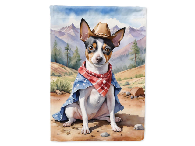 Caroline's Treasures DAC5968CHF Rat Terrier Cowboy Welcome House Flag Large Porch Sleeve Pole Decorative Outside Yard Banner Artwork Wall Hanging,...