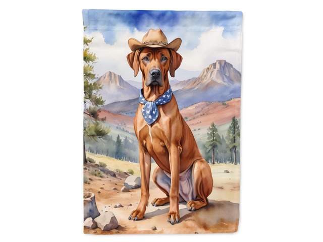 Caroline's Treasures DAC5970CHF Rhodesian Ridgeback Cowboy Welcome House Flag Large Porch Sleeve Pole Decorative Outside Yard Banner Artwork Wall...