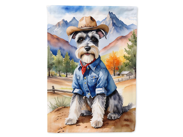 Caroline's Treasures DAC5975GF Schnauzer Cowboy Welcome Garden Flag Mailbox Flag Decorative Yard Flag Banner Outside Patio Artwork Yard Flower...