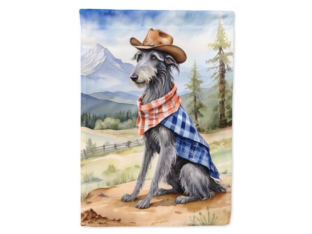 Caroline's Treasures DAC5976CHF Scottish Deerhound Cowboy Welcome House Flag Large Porch Sleeve Pole Decorative Outside Yard Banner Artwork Wall...