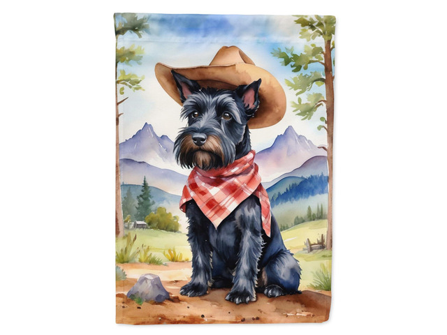 Caroline's Treasures DAC5977GF Scottish Terrier Cowboy Welcome Garden Flag Mailbox Flag Decorative Yard Flag Banner Outside Patio Artwork Yard...