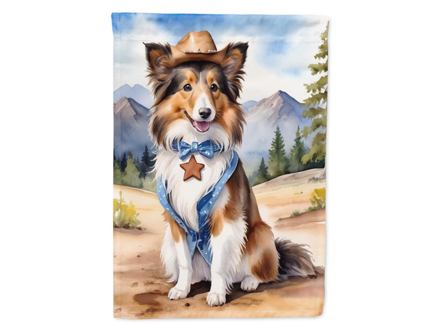 Caroline's Treasures DAC5980GF Sheltie Cowboy Welcome Garden Flag Mailbox Flag Decorative Yard Flag Banner Outside Patio Artwork Yard Flower Beds,...