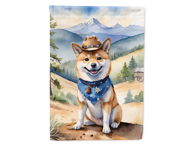 Caroline's Treasures DAC5981CHF Shiba Inu Cowboy Welcome House Flag Large Porch Sleeve Pole Decorative Outside Yard Banner Artwork Wall Hanging,...