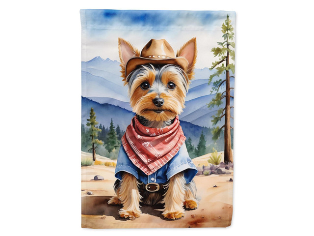 Caroline's Treasures DAC5984CHF Silky Terrier Cowboy Welcome House Flag Large Porch Sleeve Pole Decorative Outside Yard Banner Artwork Wall...