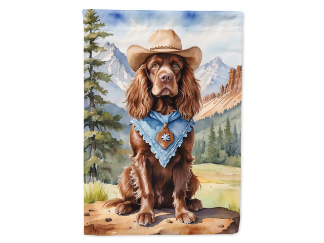 Caroline's Treasures DAC5986CHF Sussex Spaniel Cowboy Welcome House Flag Large Porch Sleeve Pole Decorative Outside Yard Banner Artwork Wall...