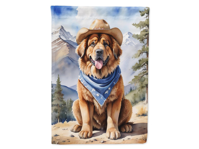 Caroline's Treasures DAC5987CHF Tibetan Mastiff Cowboy Welcome House Flag Large Porch Sleeve Pole Decorative Outside Yard Banner Artwork Wall...