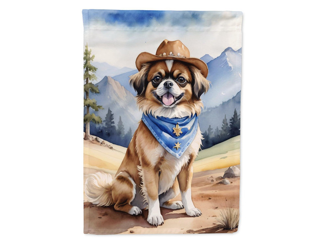 Caroline's Treasures DAC5988GF Tibetan Spaniel Cowboy Welcome Garden Flag Mailbox Flag Decorative Yard Flag Banner Outside Patio Artwork Yard...