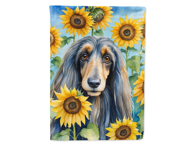 Caroline's Treasures DAC6001CHF Afghan Hound in Sunflowers House Flag Large Porch Sleeve Pole Decorative Outside Yard Banner Artwork Wall Hanging,...