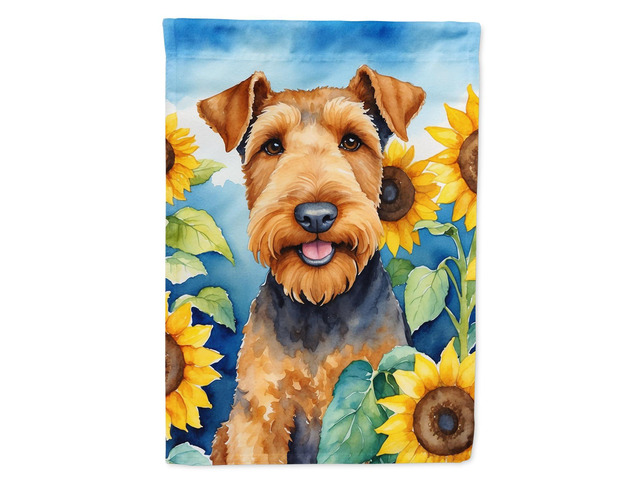 Caroline's Treasures DAC6002CHF Airedale Terrier in Sunflowers House Flag Large Porch Sleeve Pole Decorative Outside Yard Banner Artwork Wall...